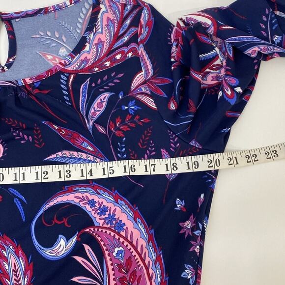 Talbots Jersey Knit Paisley Dress 14 Fit & Flare - Picture 8 of 12